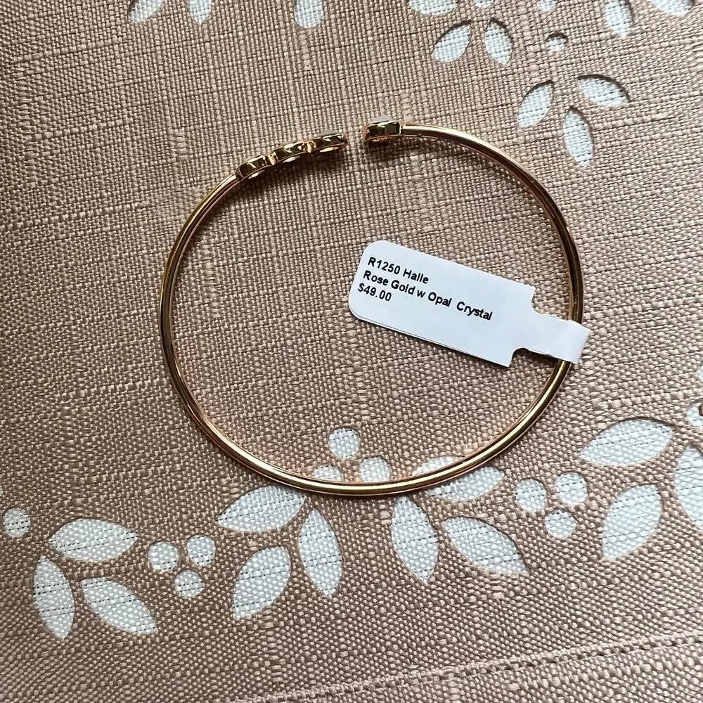 NWT Real Simple Style Halle Rose Gold w/ Opal Crystal Twist Bangle Bracelet